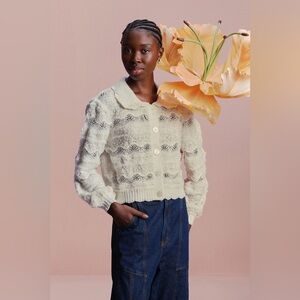 NWOT Farm Rio Off-White Mixed Stitches Knit Cardigan S
